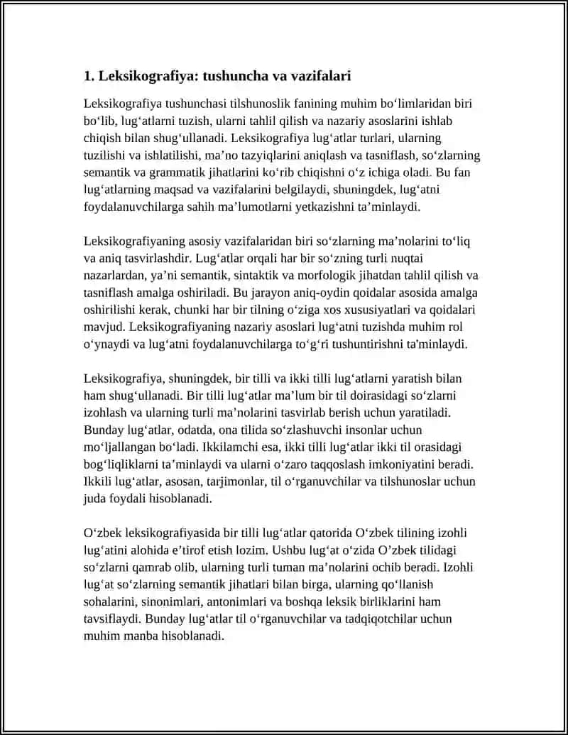 O'ZBEK LEKSIKOGRAFIYASI. BIR TILLI VA IKKI TILLI LUG'ATLAR BILAN TANISHISH 4