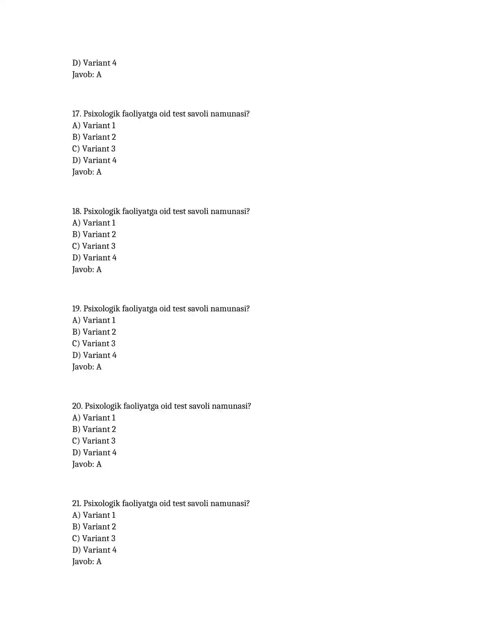 Maktab maslahatchisi uchun test to‘plami (50 ta test) 4