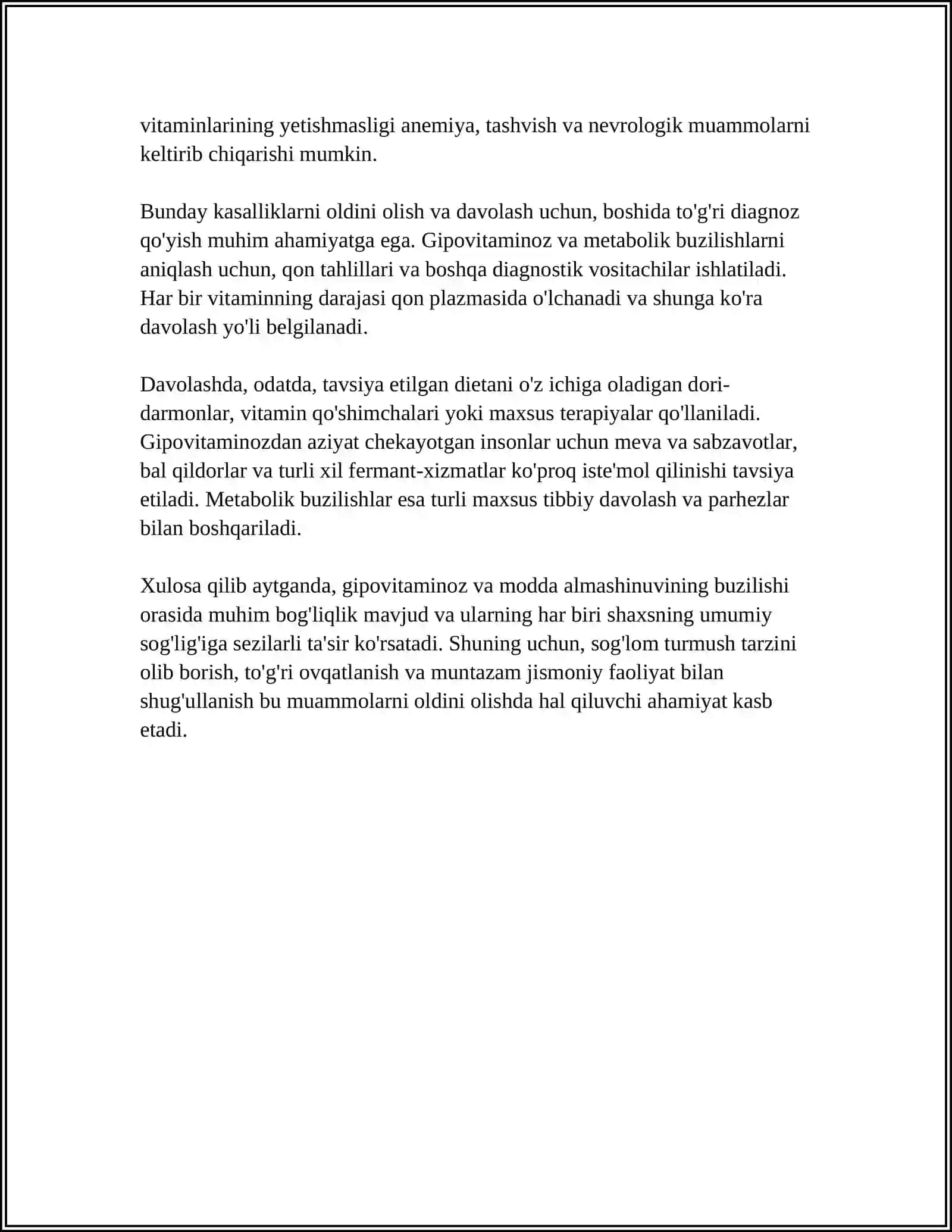 GIPOVITAMINOZ VA GIPERVITAMINOZ HOLATLARDA MODDA ALMASHINUVINING BUZILISHI 4