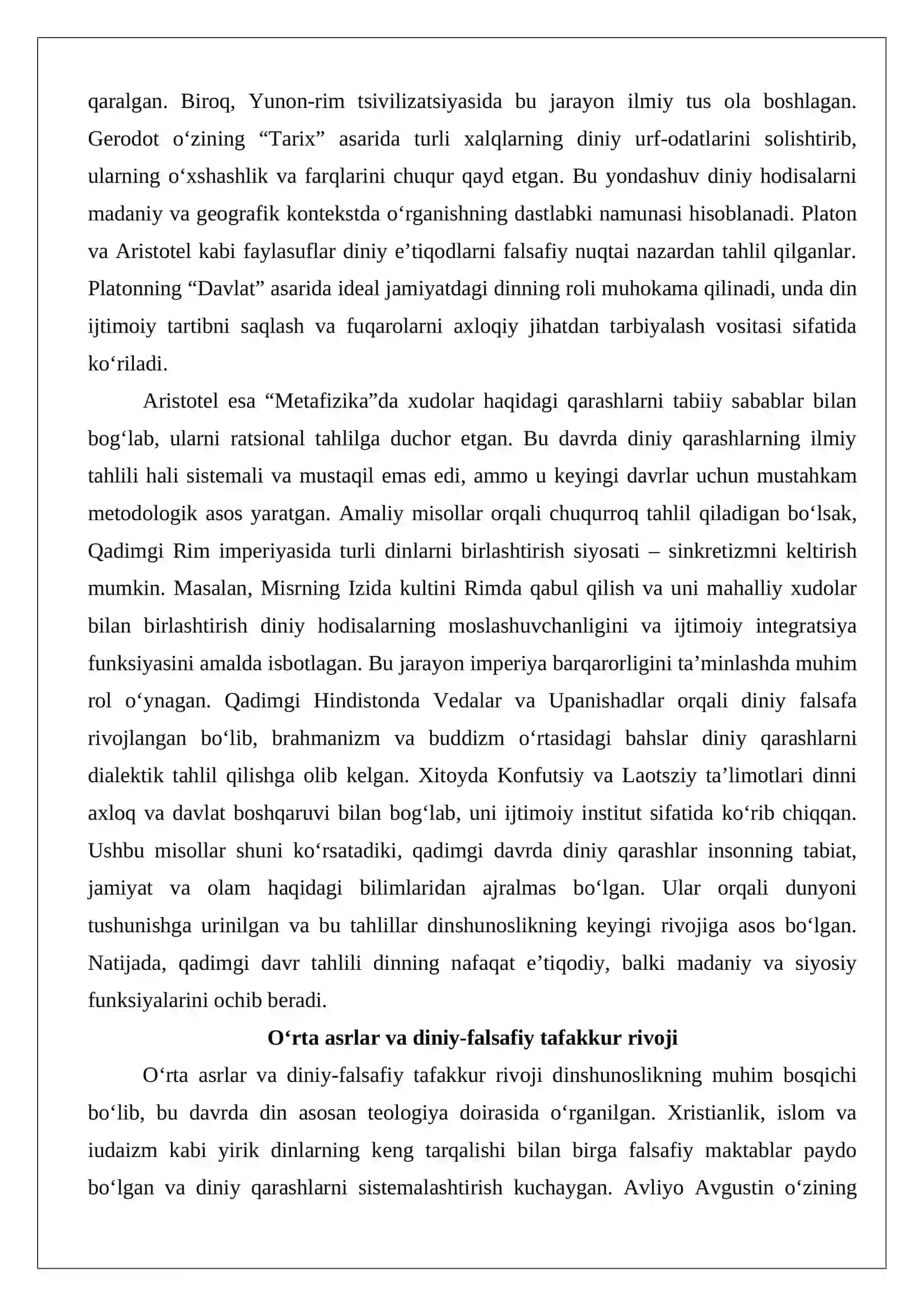 Dinshunoslikning fan sifatida shakllanishi, predmeti, funksiyalari, kategoriyalari 4