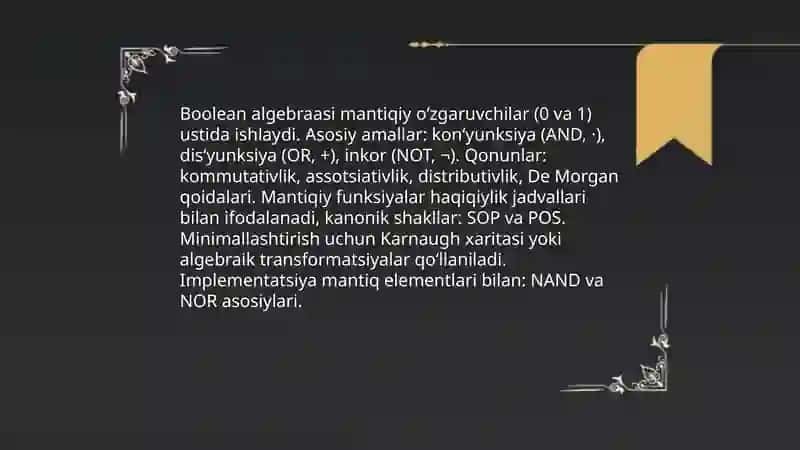 Mantiq elementlari asosida generatorlar tilini oʻrganish 4