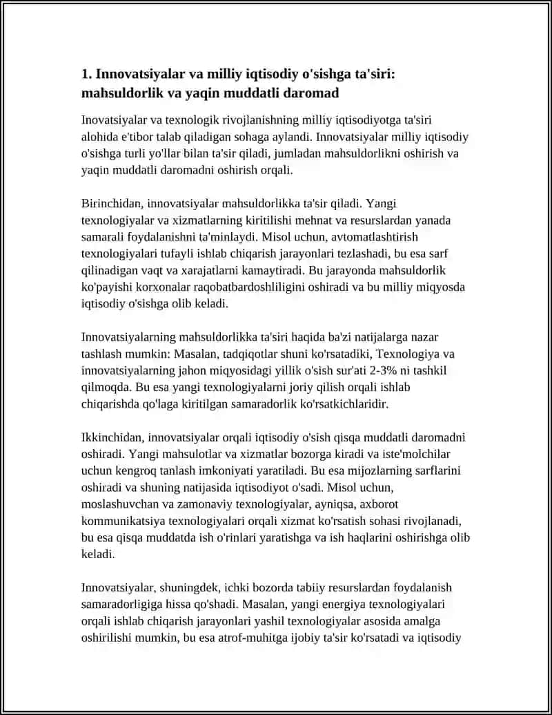 INOVATSIYALAR VA TEXNALOGIK RIVOJLANISHNING MILLIY IQTISODIYITGA TA'SIRI 4