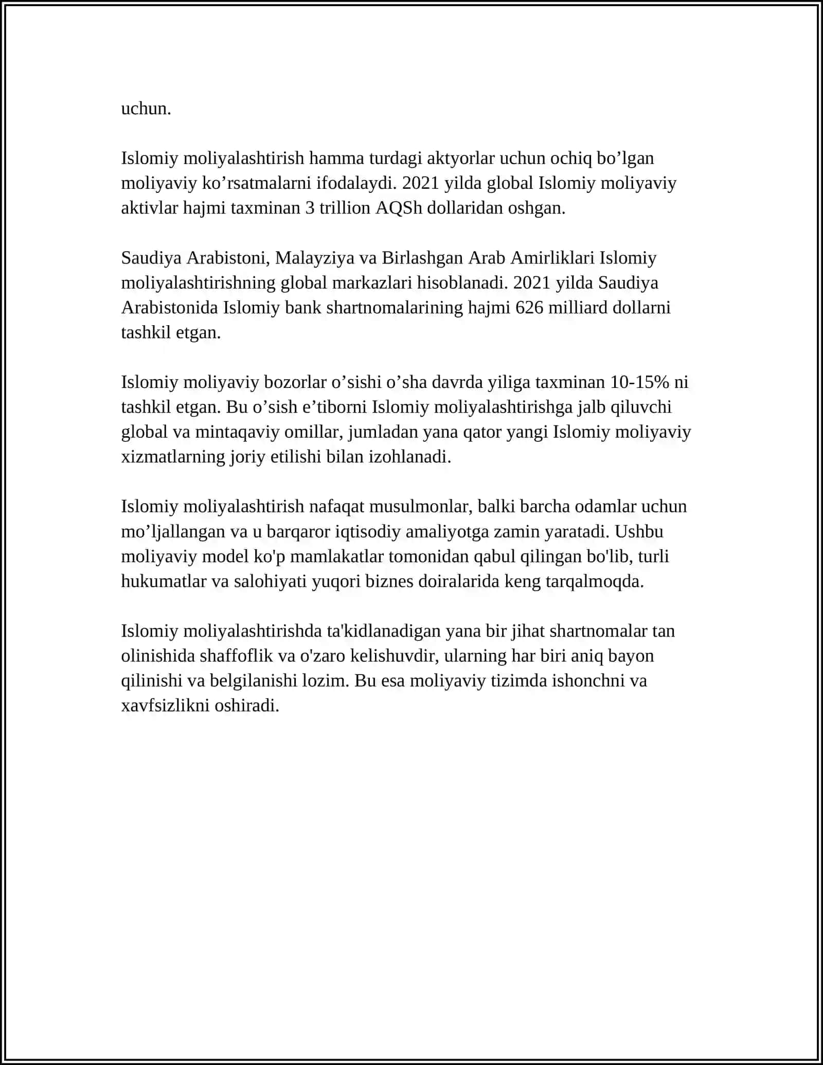 ISLOMIY MOLIYALASHTIRISH SHARTNOMALARIDA FOYDA VA ZARAR TAQSIMOTINI BELGILASH VA ISLOM BANK STANDARTLARIDA FOYDA VA ZARAR TAQSIMOTIGA DOIR QOIDALAR 4