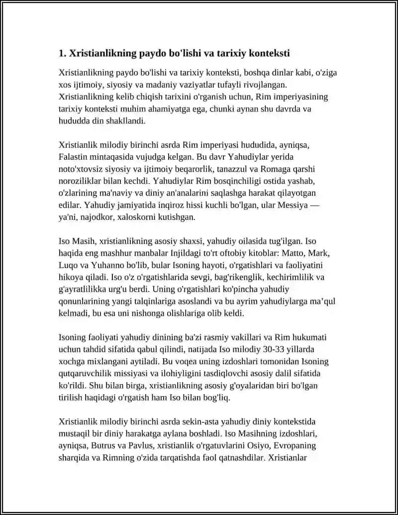 XIRISTIANLIK DINI TARIXI VA ASOSIY G'OYALARI 4