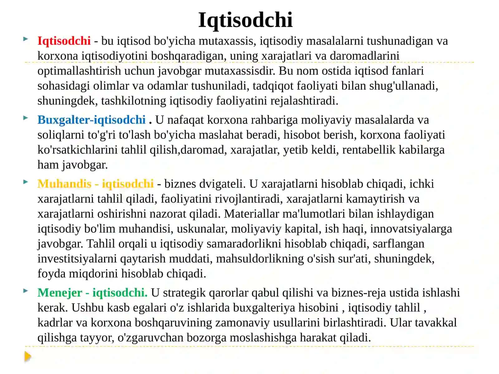 Iqtisodchi mutaxassisning kasbiy ko'nikmalari 4