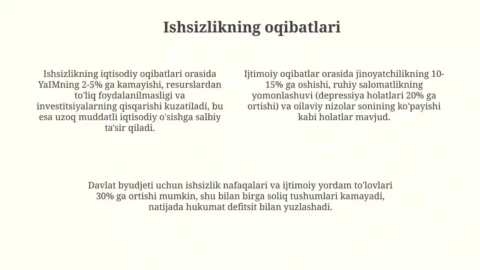 Ishsizlikni kelib chiqish sabablari va namoyon boʻlish shakllari 4