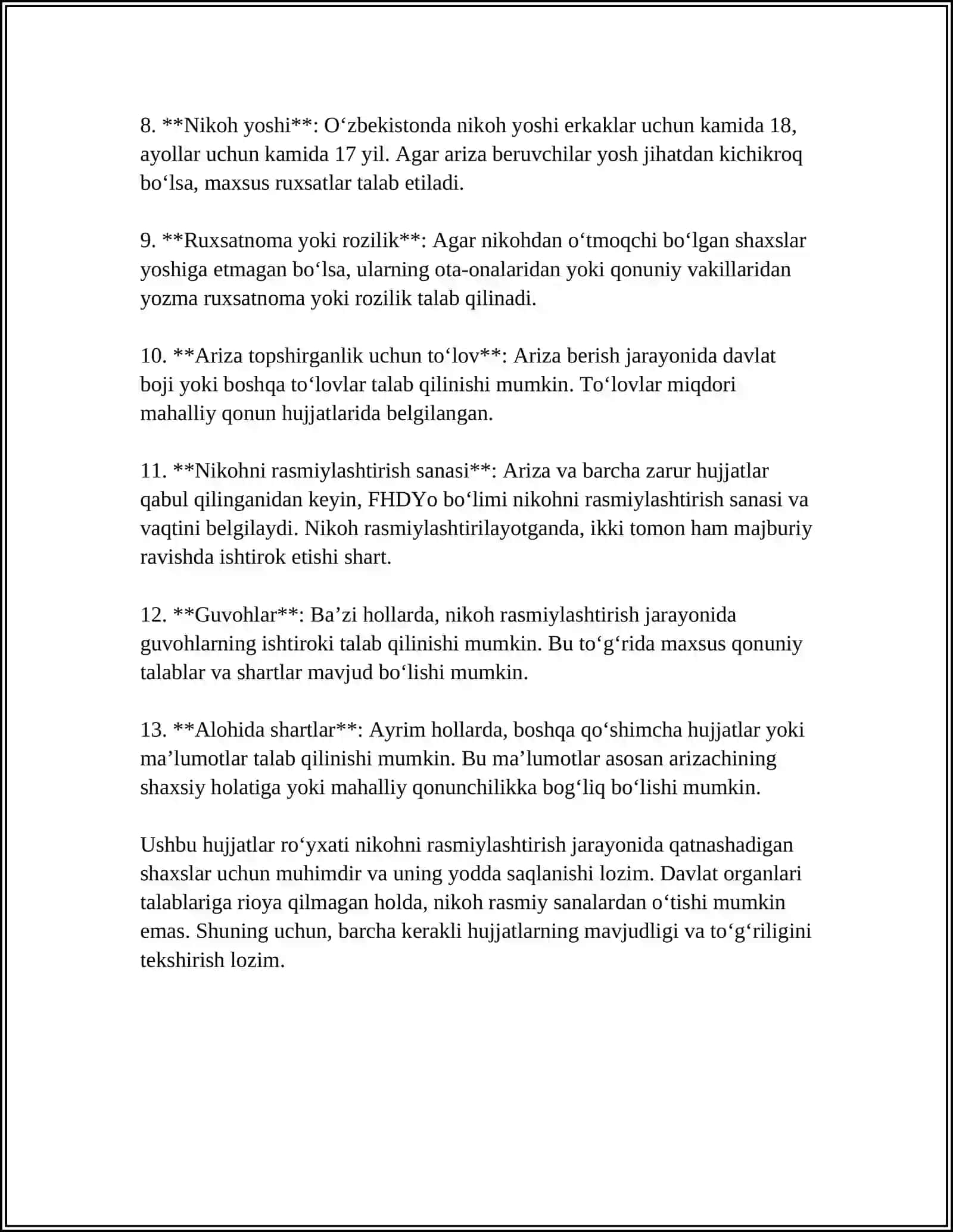 Nikoh Tuzish va Uni Bekor Qilish Tartibi 4