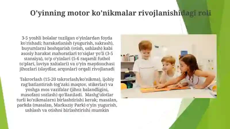 Mavzu: Maktabgacha yoshdagi bolalarni asosiy harakatlarga o‘rgatish metodikasi 4