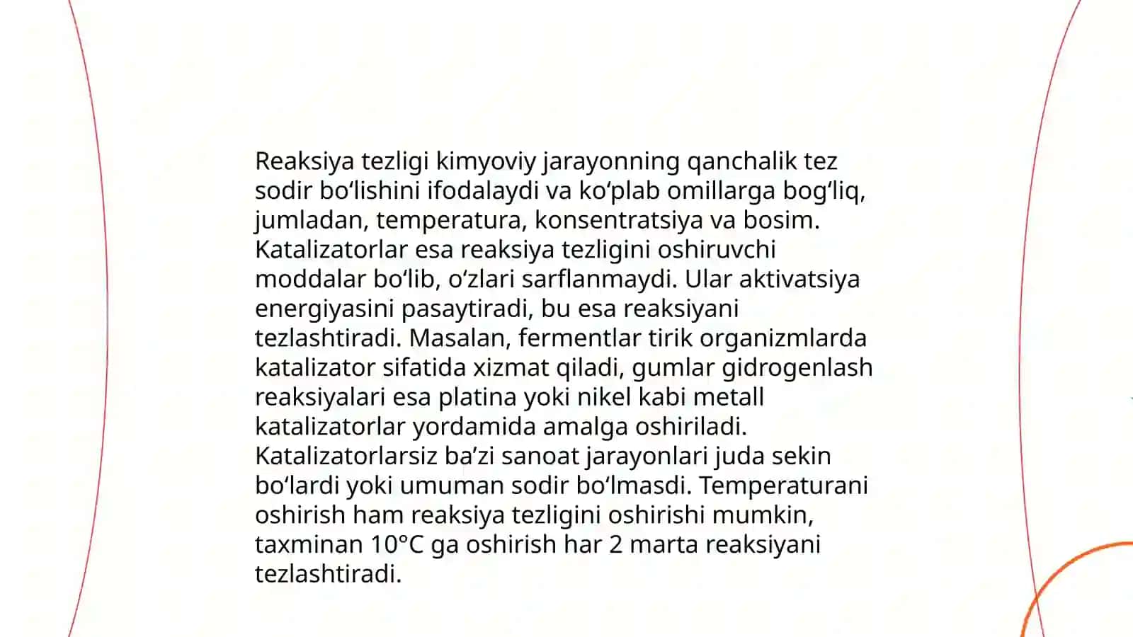 Reaksiya tezligining kimyoviy analizdagi oʻrni 4