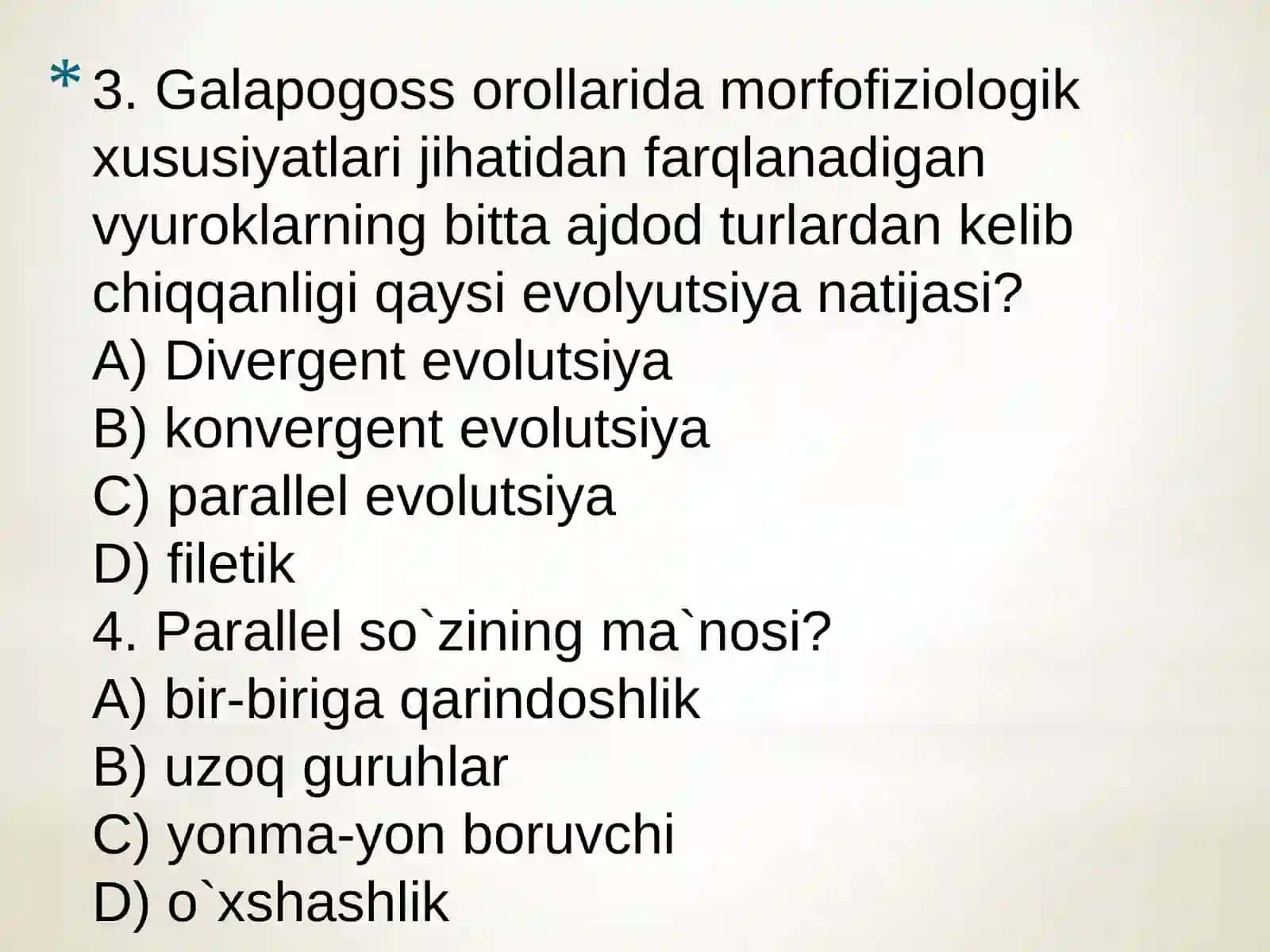 ORGANIK OLAM EVOLUTSIYASINING ASOSIY YO‘NALISHLARI 4