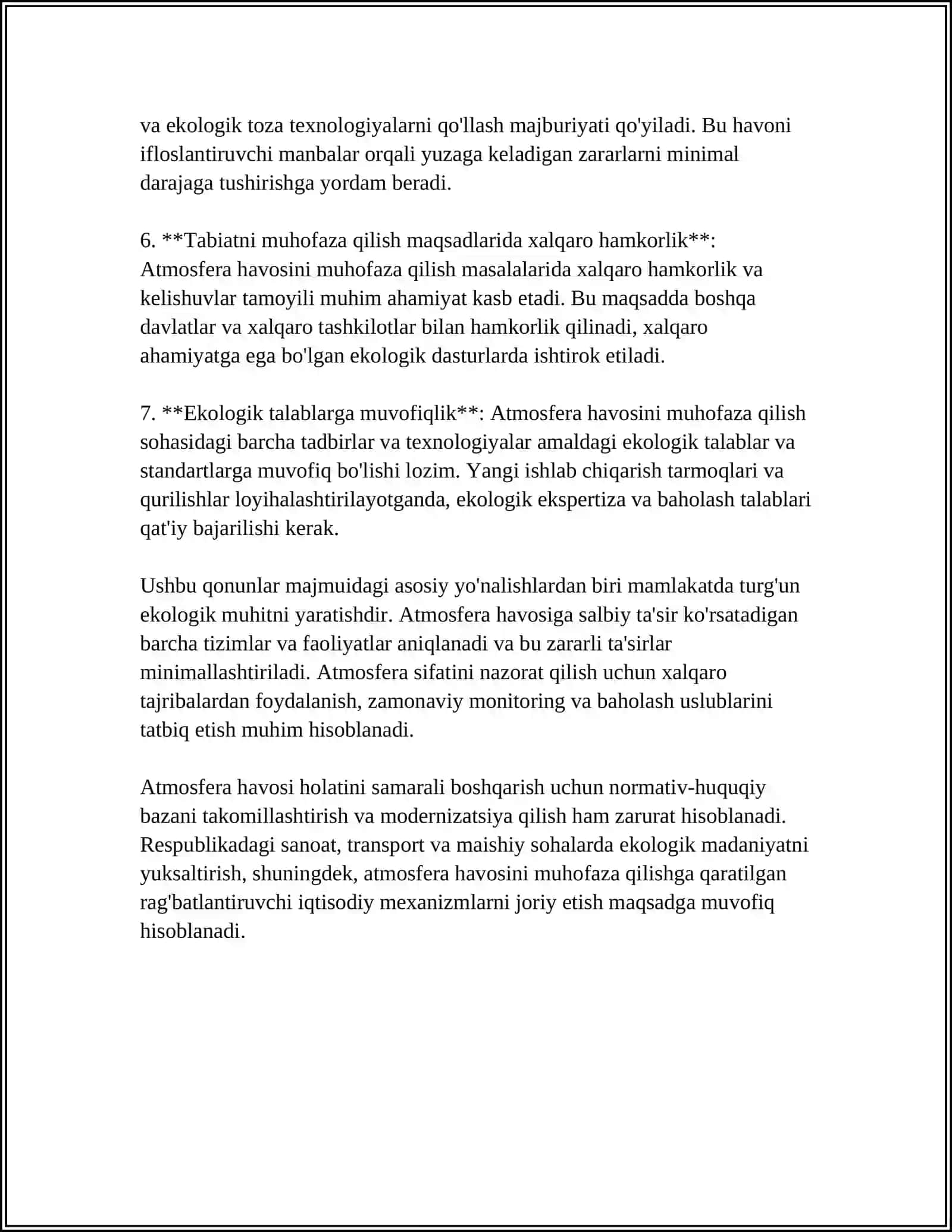 O'ZBEKISTON RESPUBLIKASI ATMASFERA HAVOSINI MUHOFAZA QILISH TOGRISIDAGI QONUN 4