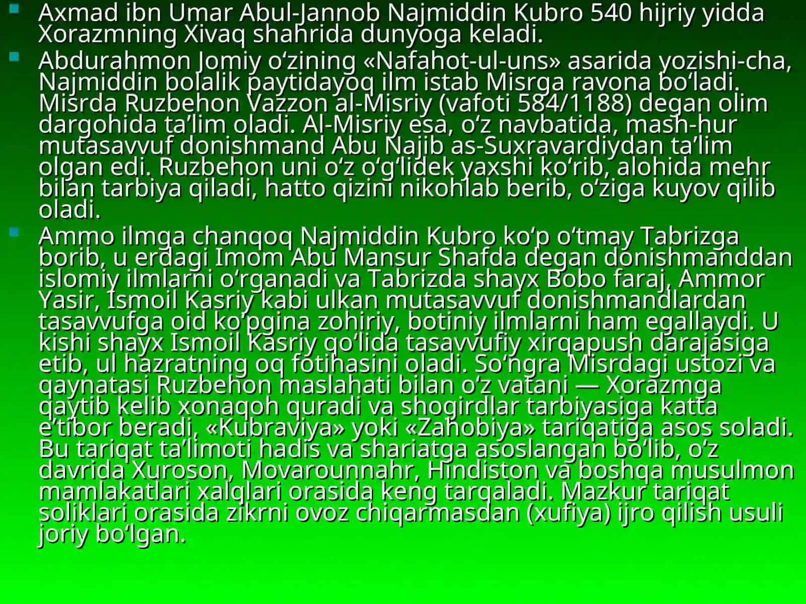 Najmiddin Kubroning vatanparvarlik g’oyalari 4