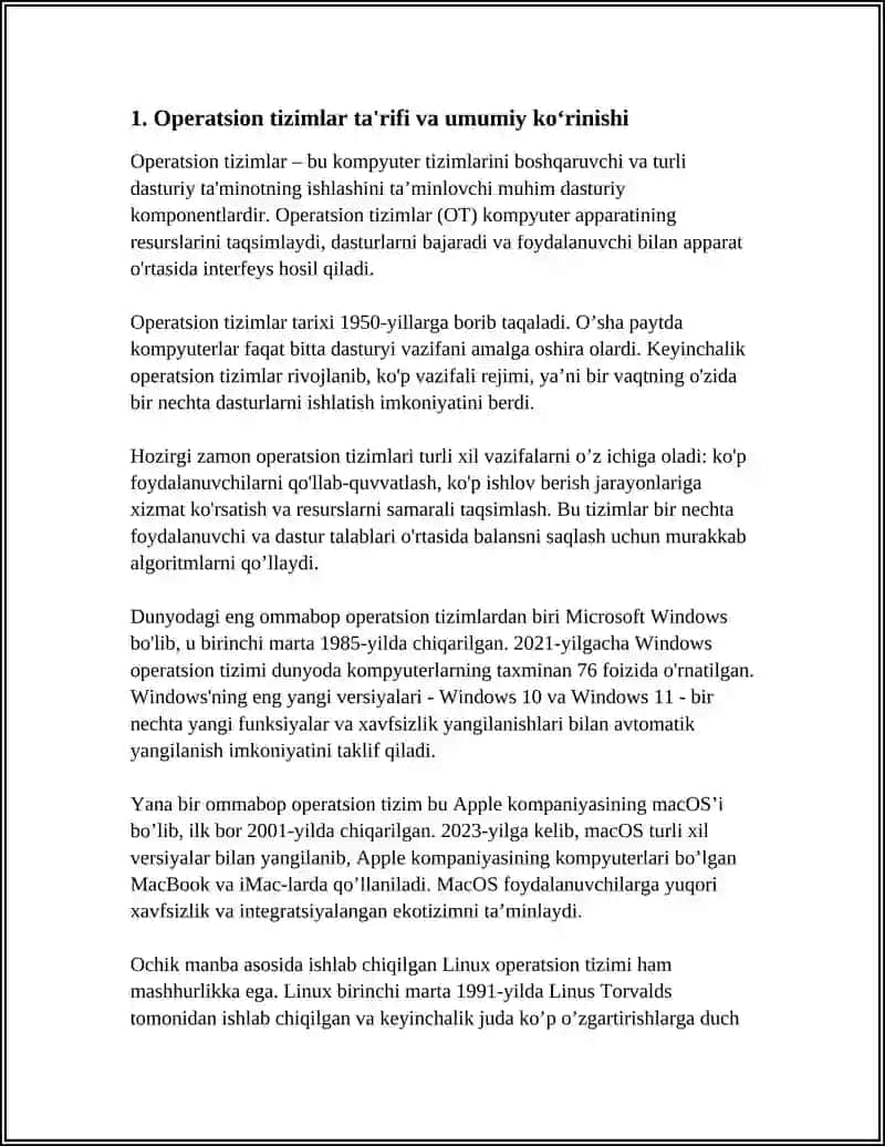 OPERATSION TIZIMLARNI SOLISHTIRISH: AFZALLIKLAR VA KAMCHILIKLAR 4