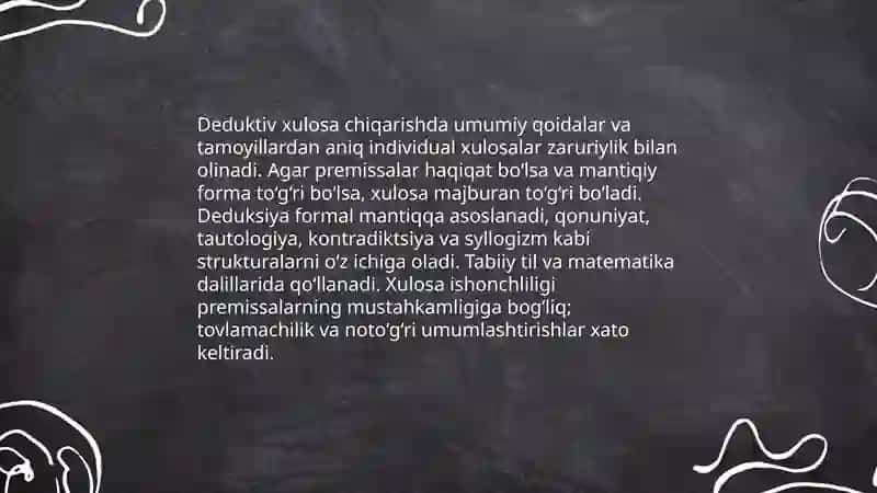 Xulosa chiqarishning umumiy mantiqiy tavsifi 4