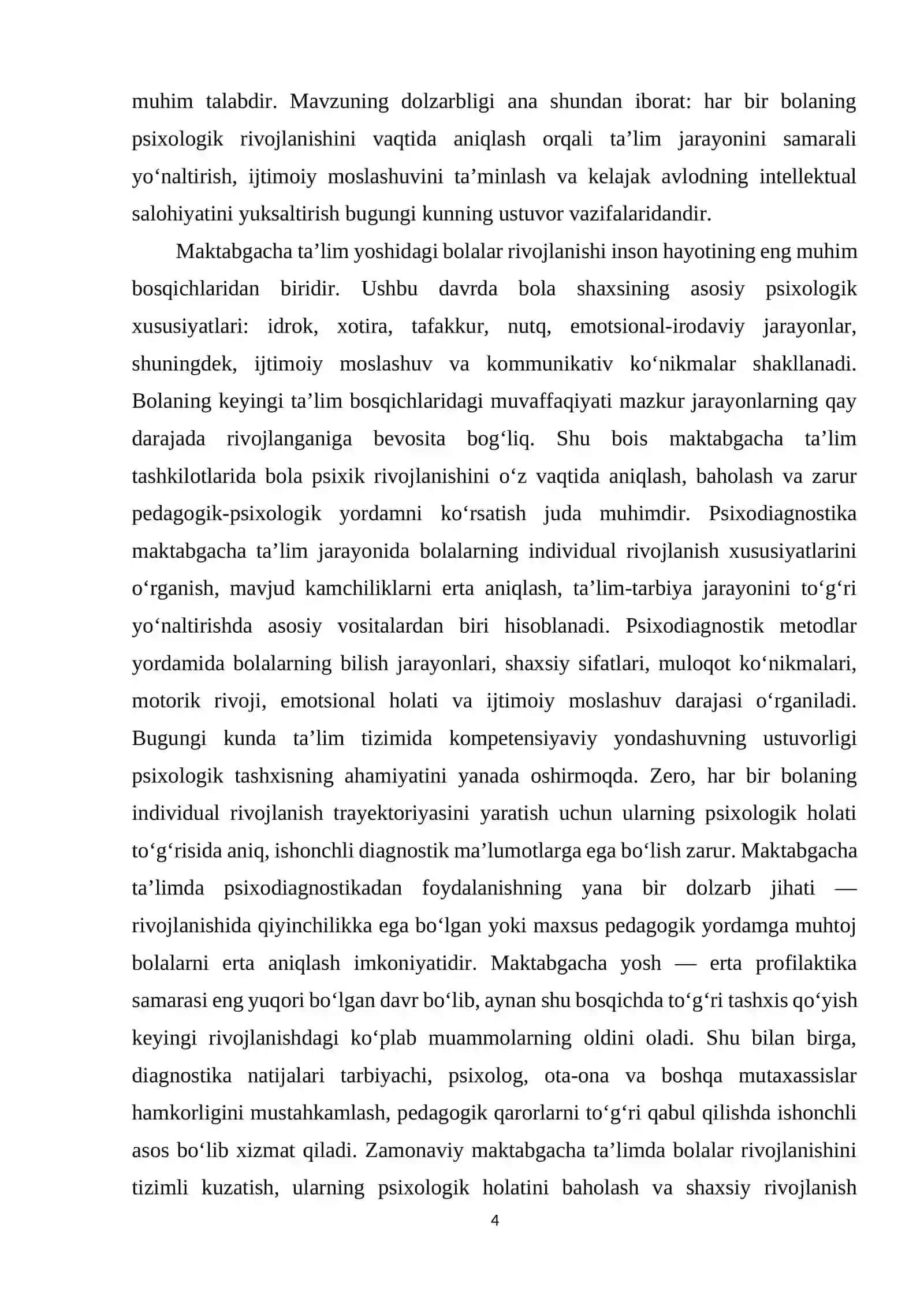 MAKTABGACHA TARBIYA YOSH DAVRI PSIXODIAGNOSTIKASI 4
