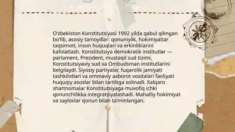 O‘zbekistonda demokratik, fuqarolik jamiyati va asoslarining shakllanishi, amalga oshirilgan siyosiy islohotlar 4