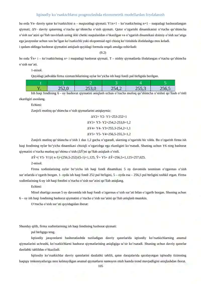 Iqtisodiy ko’rsatkichlarni prognozlashda ekonometrik modellardan foydalanish 4