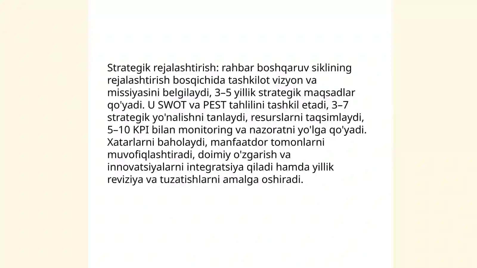 Tashkillotdayoshchillik rahbarning boshqaruv sikli 4