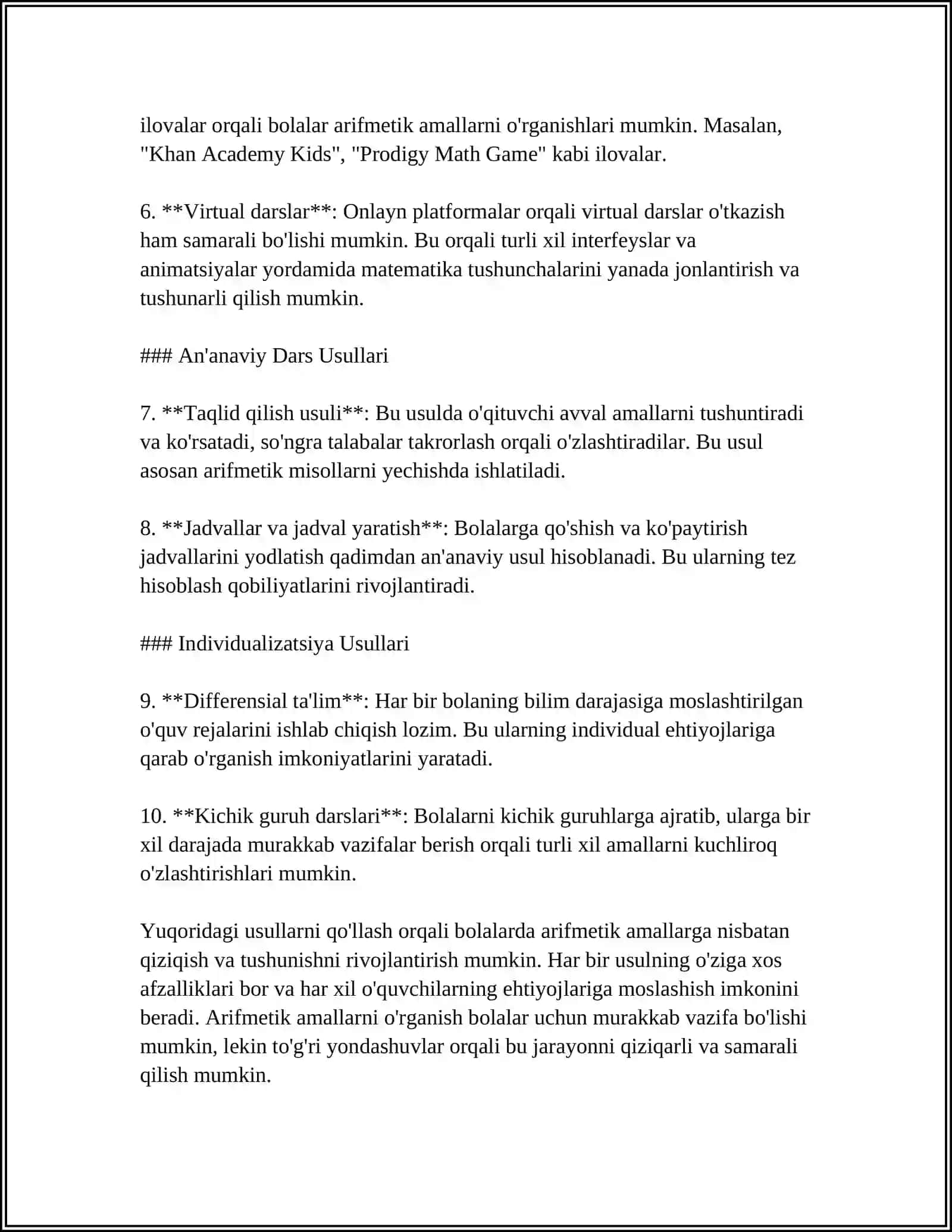 BIRINCHI SINFDA MATEMATIKADAN SODDA MASALALAR VA ULARNI YECHISHGA ÓRGATISH METODIKASI 4