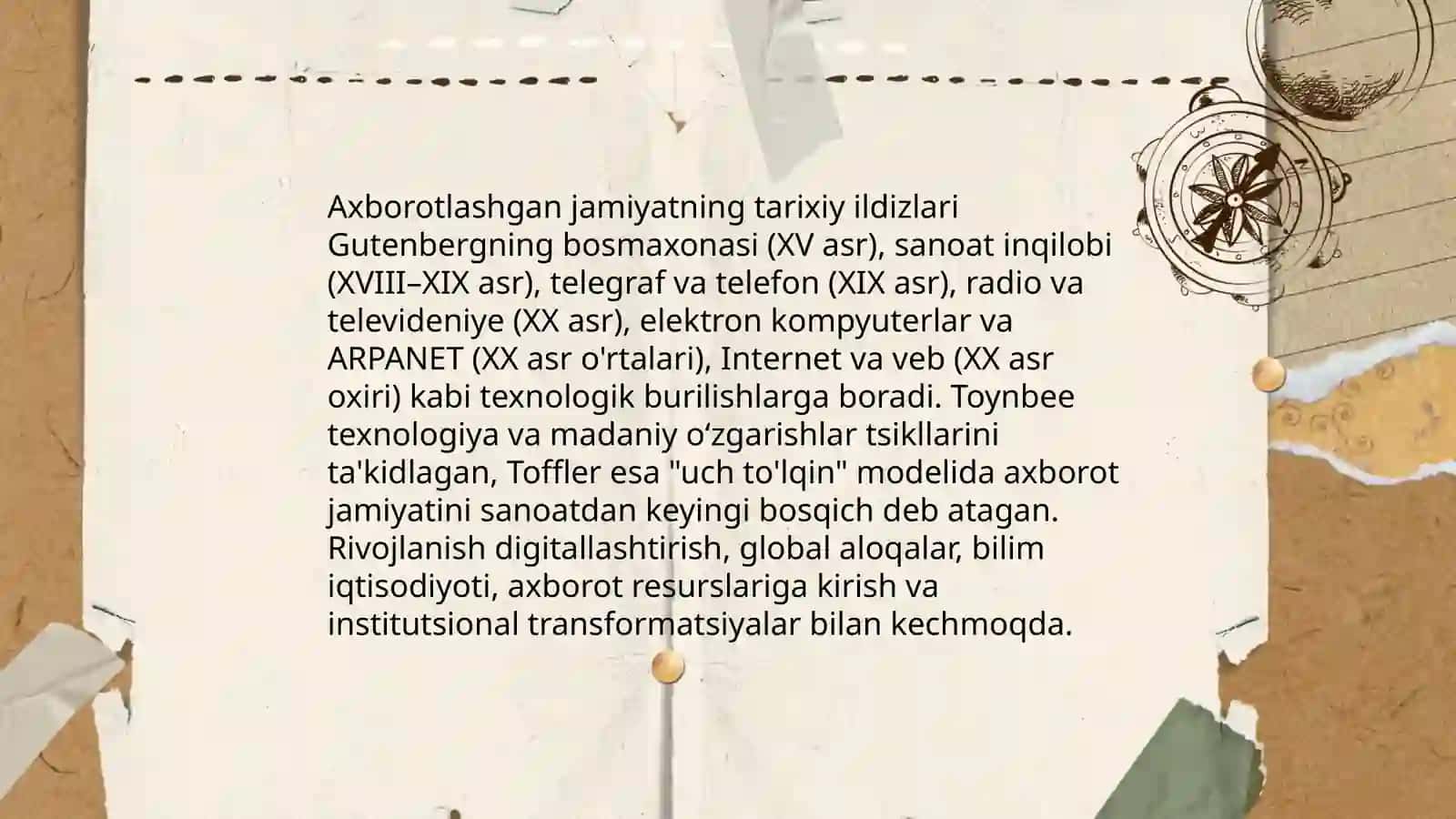 Axborotlashgan jamiyat va uning istiqbollari(A.Toynbee va E Toffler qarashlari) 4