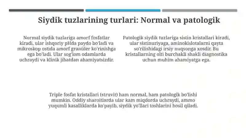Kristalluriya va siydik cho'kmasi mikroskopiyasi 4