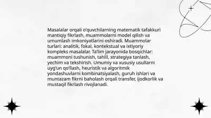 Matematika oʻqitishda masalalarning oʻrni 4