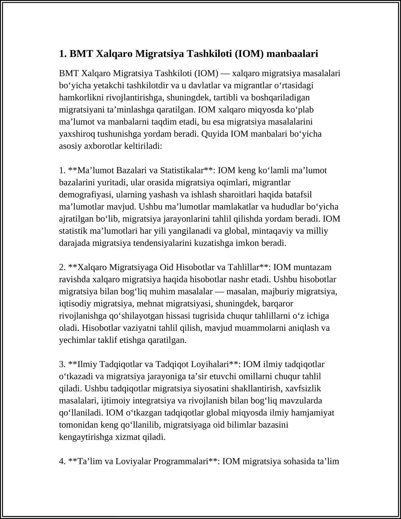 BMT Xalqaro Migratsiya Tashkiloti (IOM) manbaalari 4