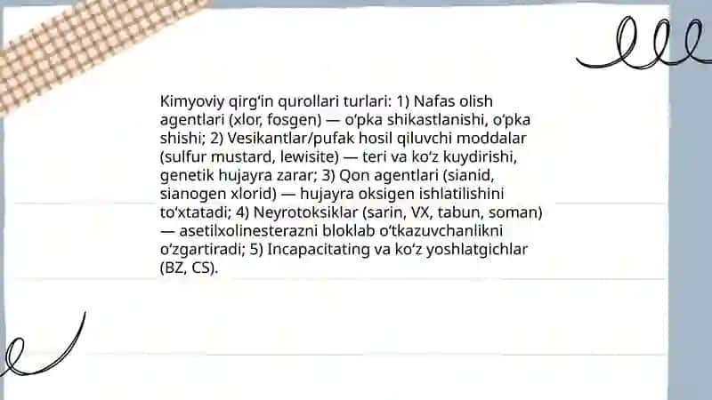 Yadro va kimyoviy qirg‘in quroli va undan himoyalanish 4