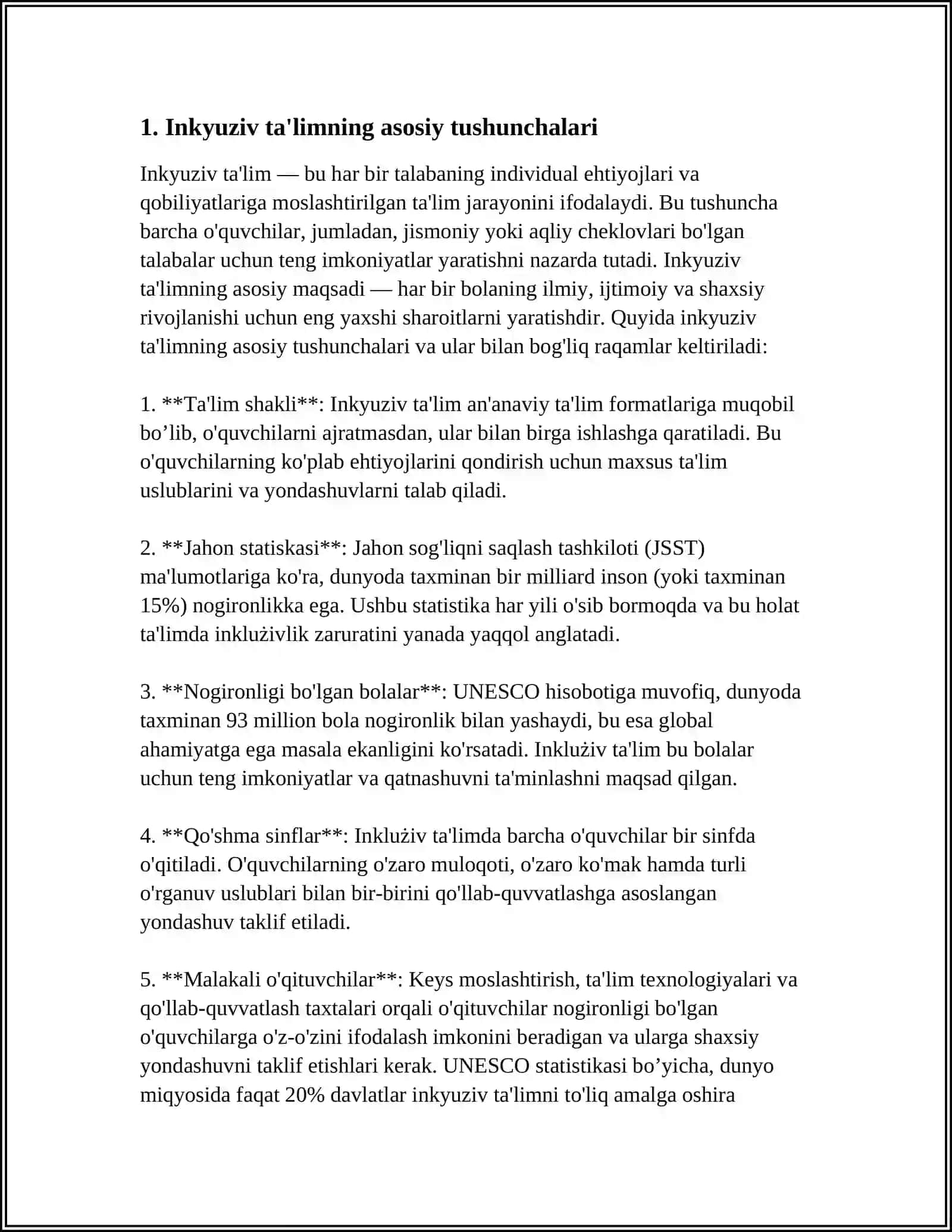 Alohida ta'lim ehtiyojlari bolgan bolalarni samarali inklyuziv ta'lim olishning asosiy shartlari 4