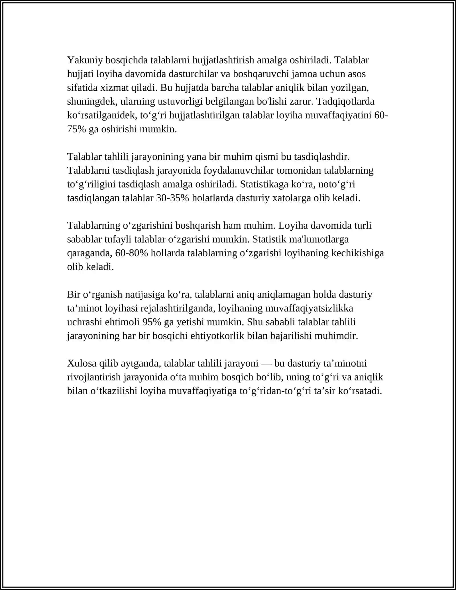 TALABLARNI HUJJATLASHTIRISH VA MODELLASHTIRISH UCHUN DIAGRAMMALARYARATISH 4