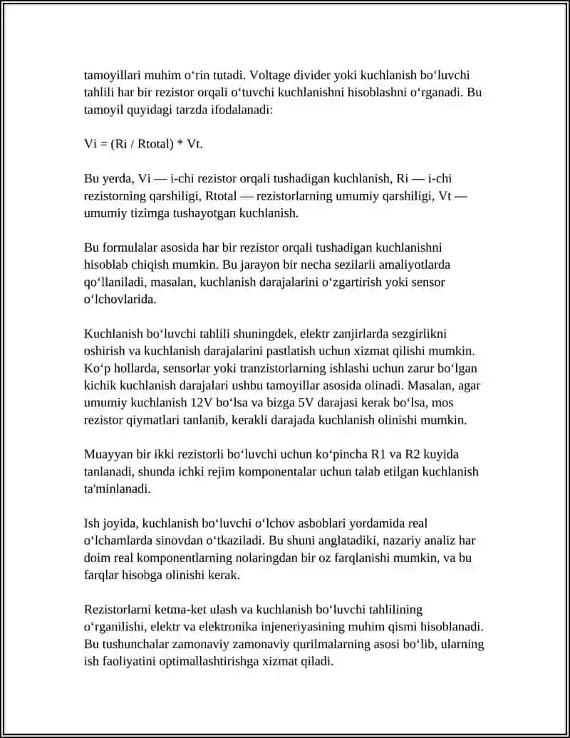 ELEKTR ZANJIRLAR TAHLILIDA QATORLAR TADBIQLARI 4