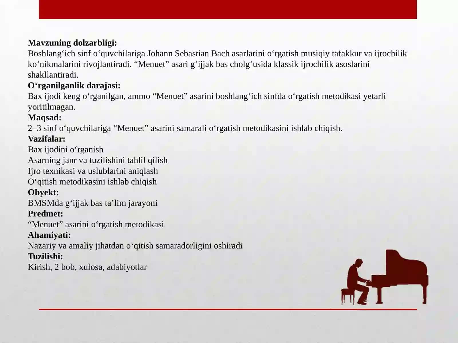 I. S. Baxning Sol major "Menuet" asarini o‘rgatish metodikasi 4