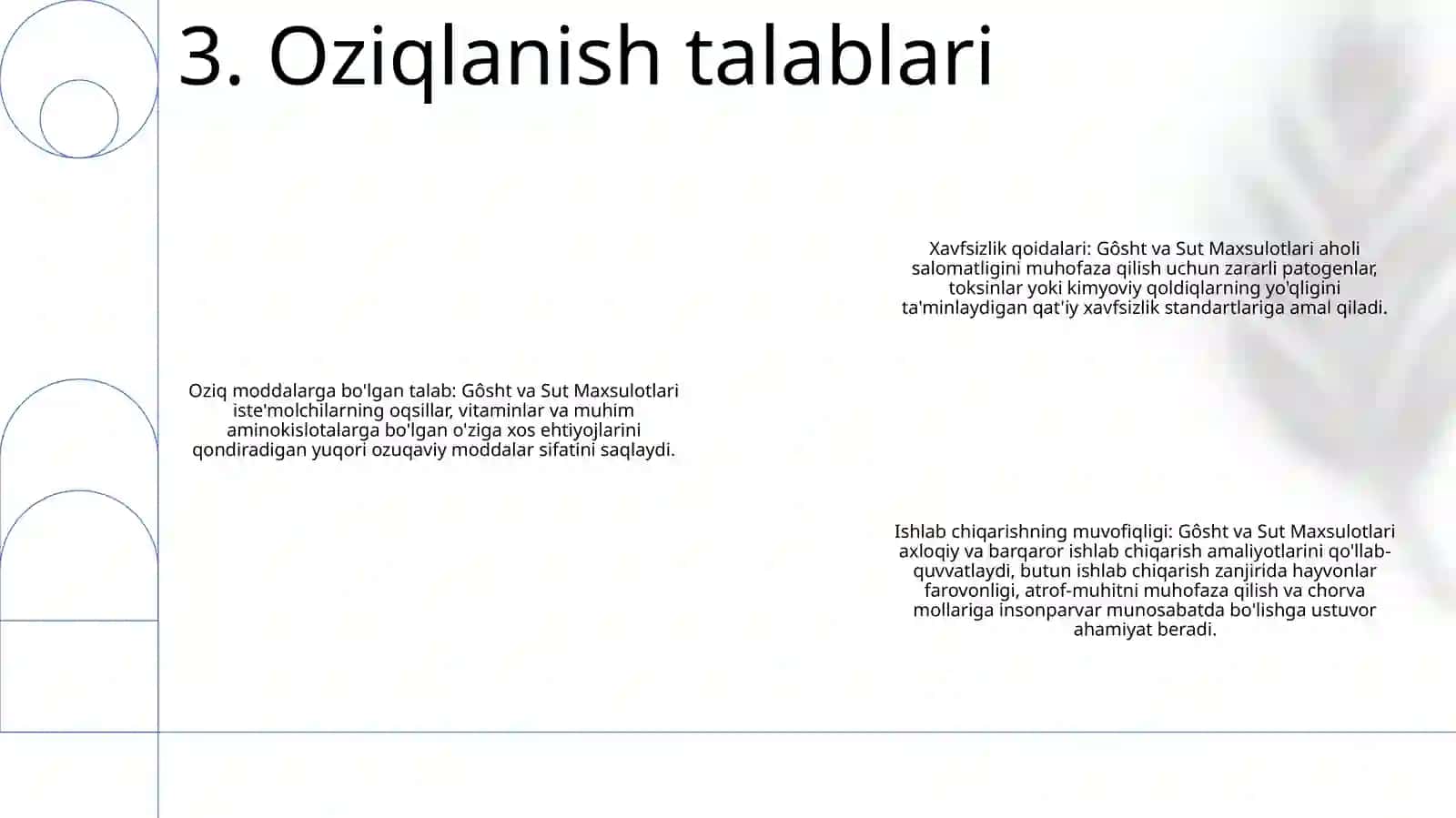 Go'sht Va Sut Maxsulotlariga Qôyiladigan Talablar 4