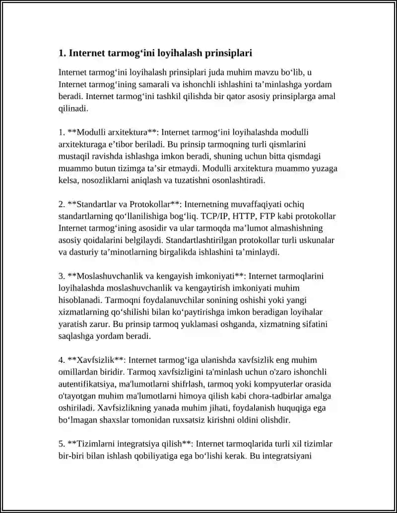 INTERNET.INTERNET VA INTERNET TARMOGʻI ULARNI TASHKIL ETISH 4