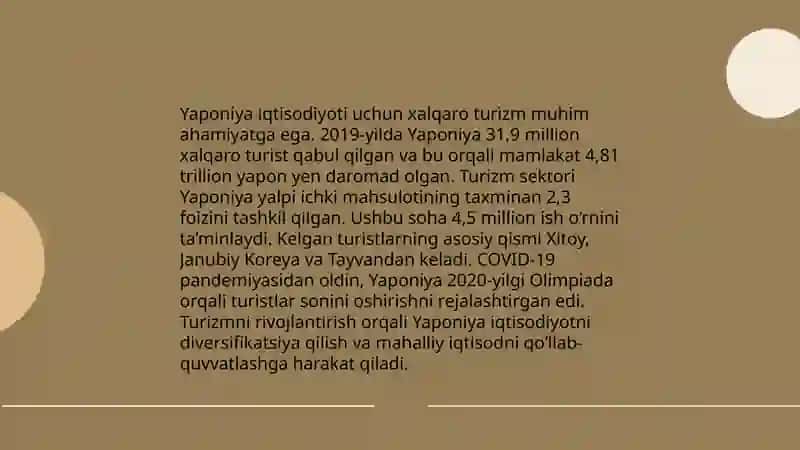 Yaponiyada xalqaro turizm va uning mamlakat iqtisodiyotiga tasiri 4