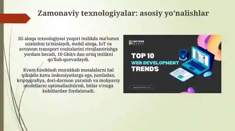 Texnik vositalarning rivojlanish tendentsiyalari 4