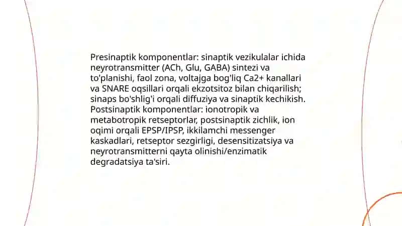 Sinaps turlari va moddalarga sezgirligi 4