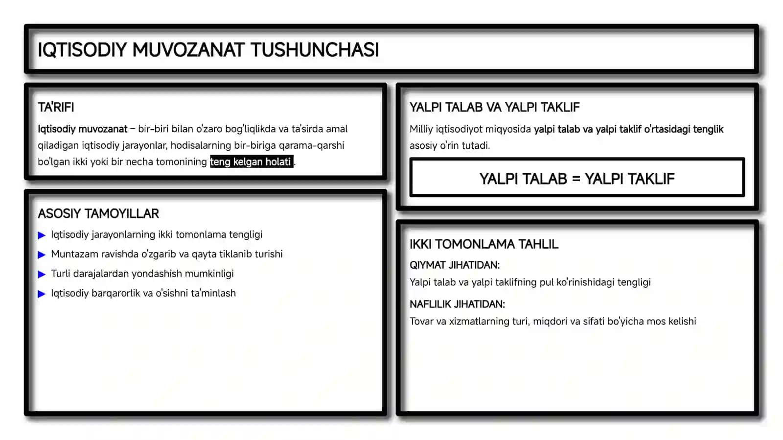 MILLIY IQTISODIYOTNING MUVOZANATLI VA MUTANOSIBLI RIVOJLANISHI IQTISODIYOT NAZARIYASI AMALIYOTCHI SH.A.SHIRINOVA 4