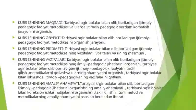 TARBIYASI OG’IR BOLALAR BILAN OLIB BORILADIGAN IJTIMOIY –PEDAGOGIKFAOLYAT METODIKASI 4