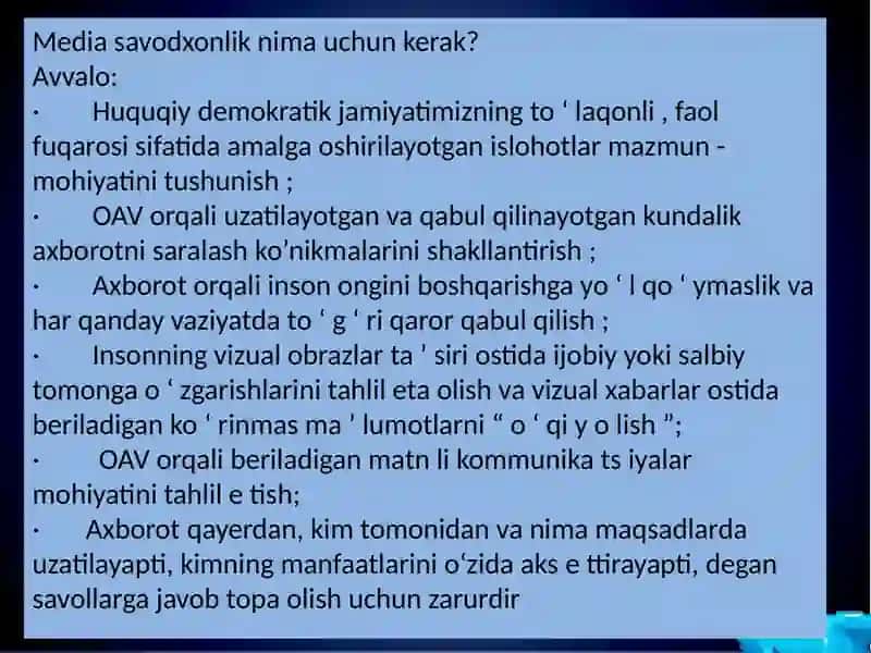 Mediya vositalarida axborotning etikasi va ma’sulyatlari 4