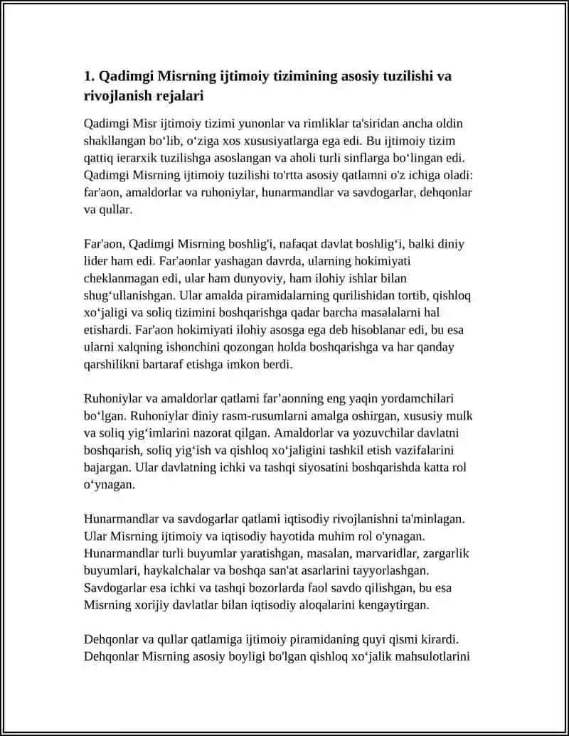 QADIMGI MISRNING IJTIMOIY TIZIMI REJALARI 4