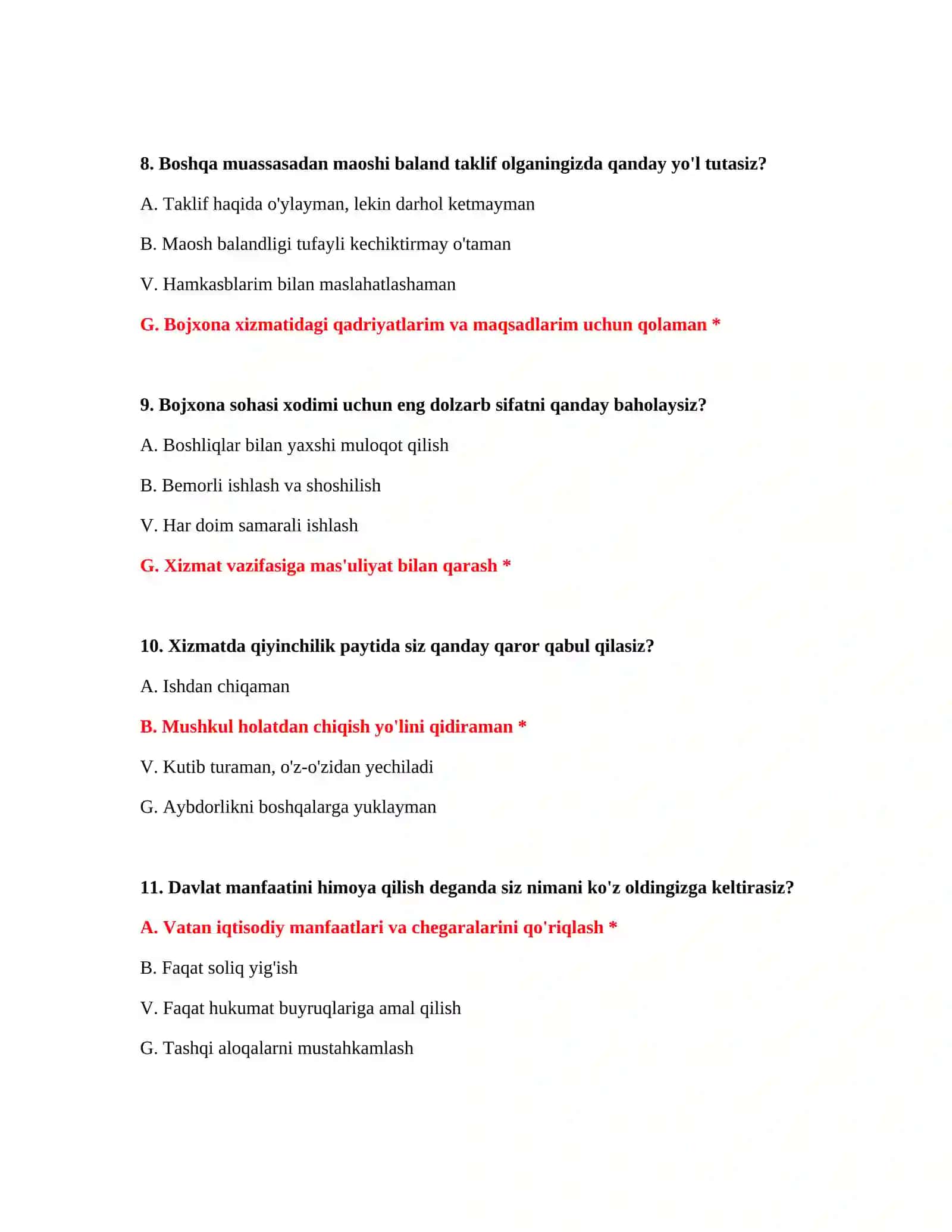 Bojxona mantiqiy test savollari va javoblari PDF 4