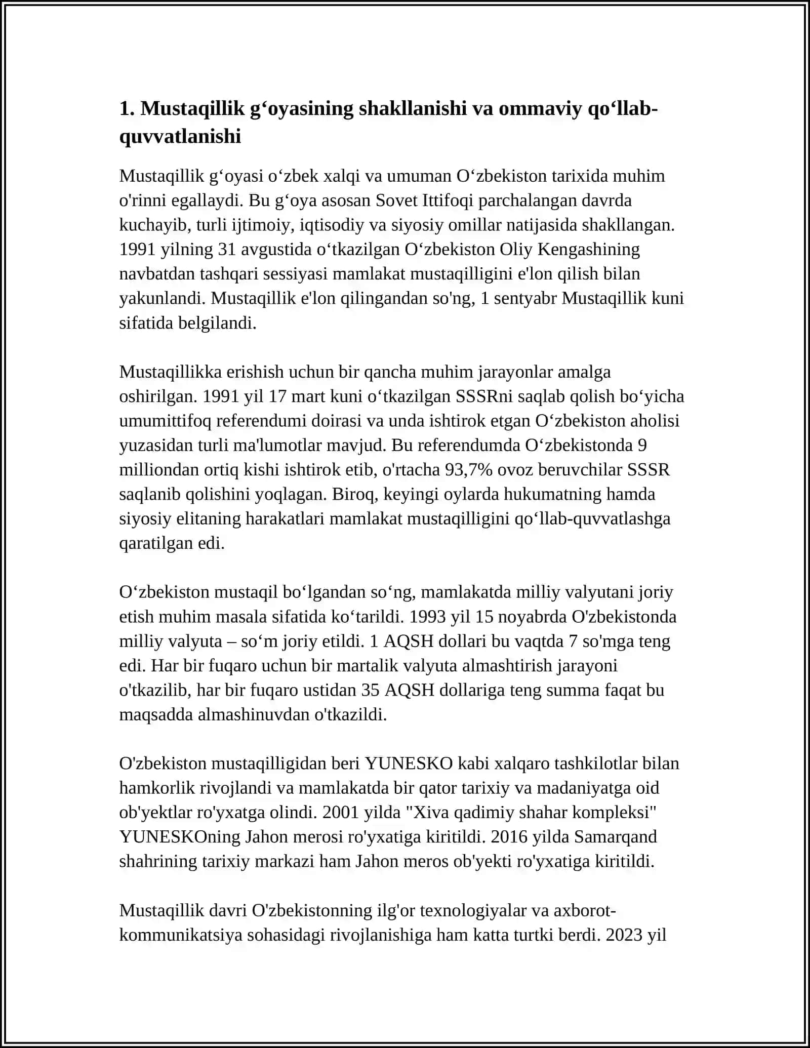 MUSTAQILLIK ERISHISHI ARAFASIDA OʻZBEKISTONDAGI IJTIMOIY SIYOSIY JARAYONLAR 4