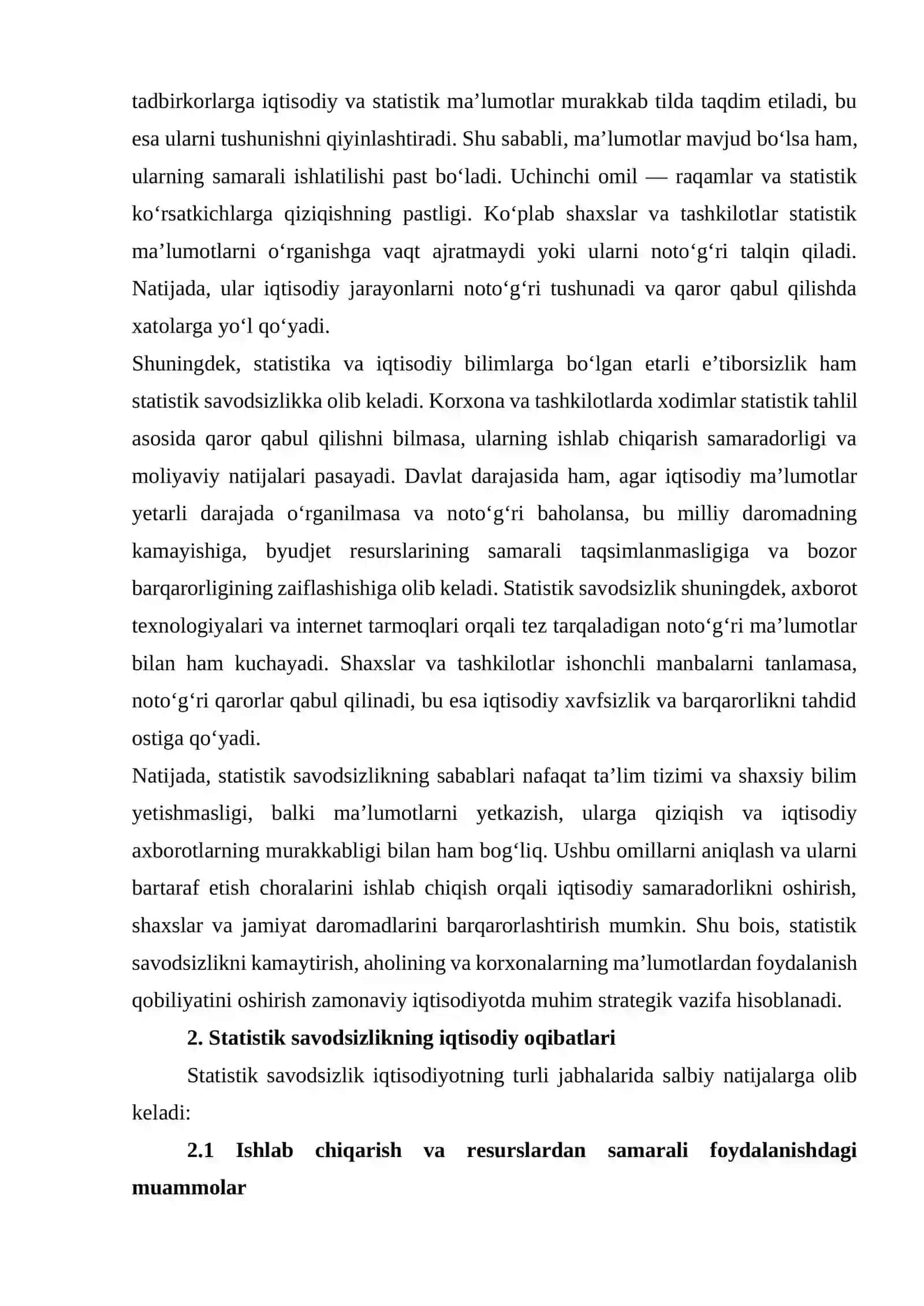 STATISTIK SAVODSIZLIKNING IQTISODIY OQIBATLARI 4
