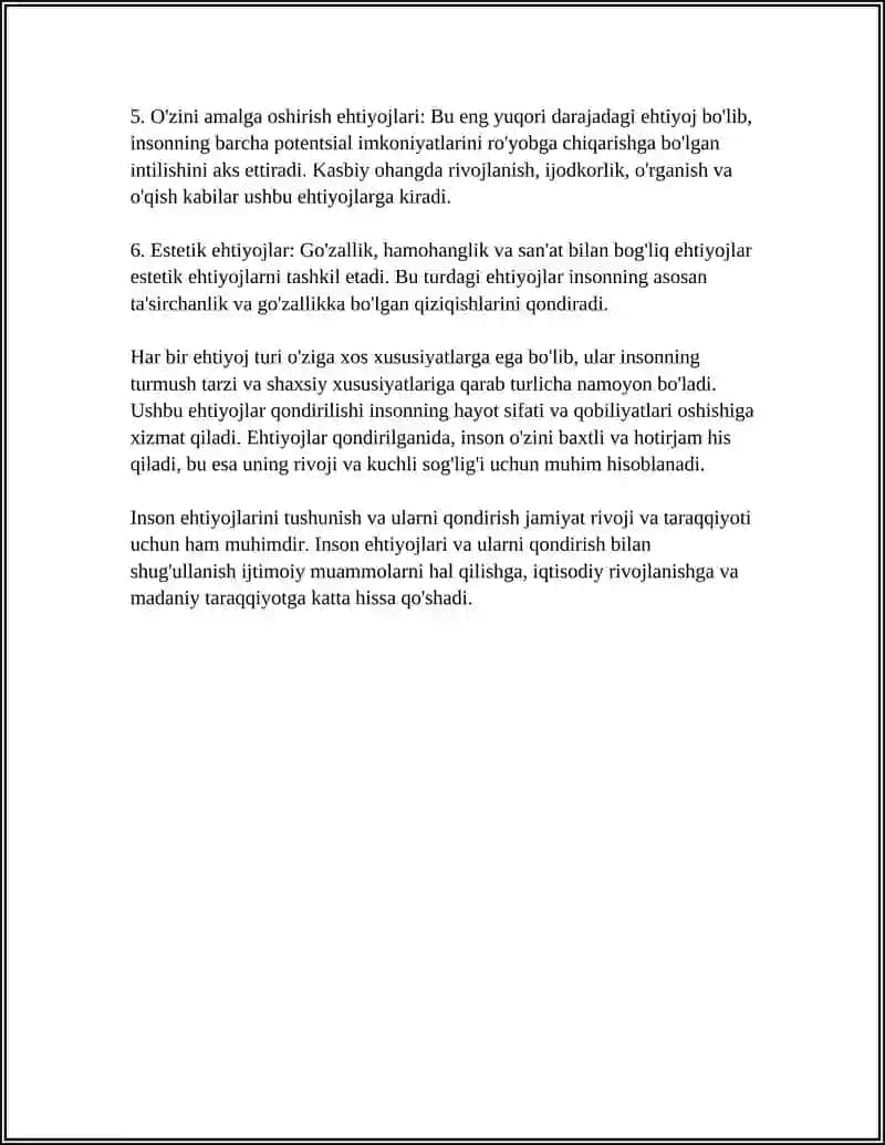 EHTIYOJLARNING INSON HAYOTIDAGI ÓRNI 4