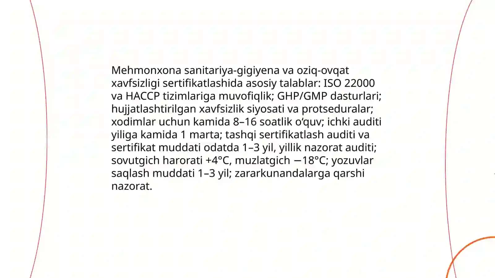 Turizm va mehmonxona korxonalari mahsulotlarni srandartlashtirish va sertifikatlash 4