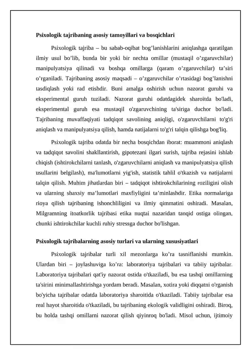 Psixologik tajriba: Asoslar va turlari 4