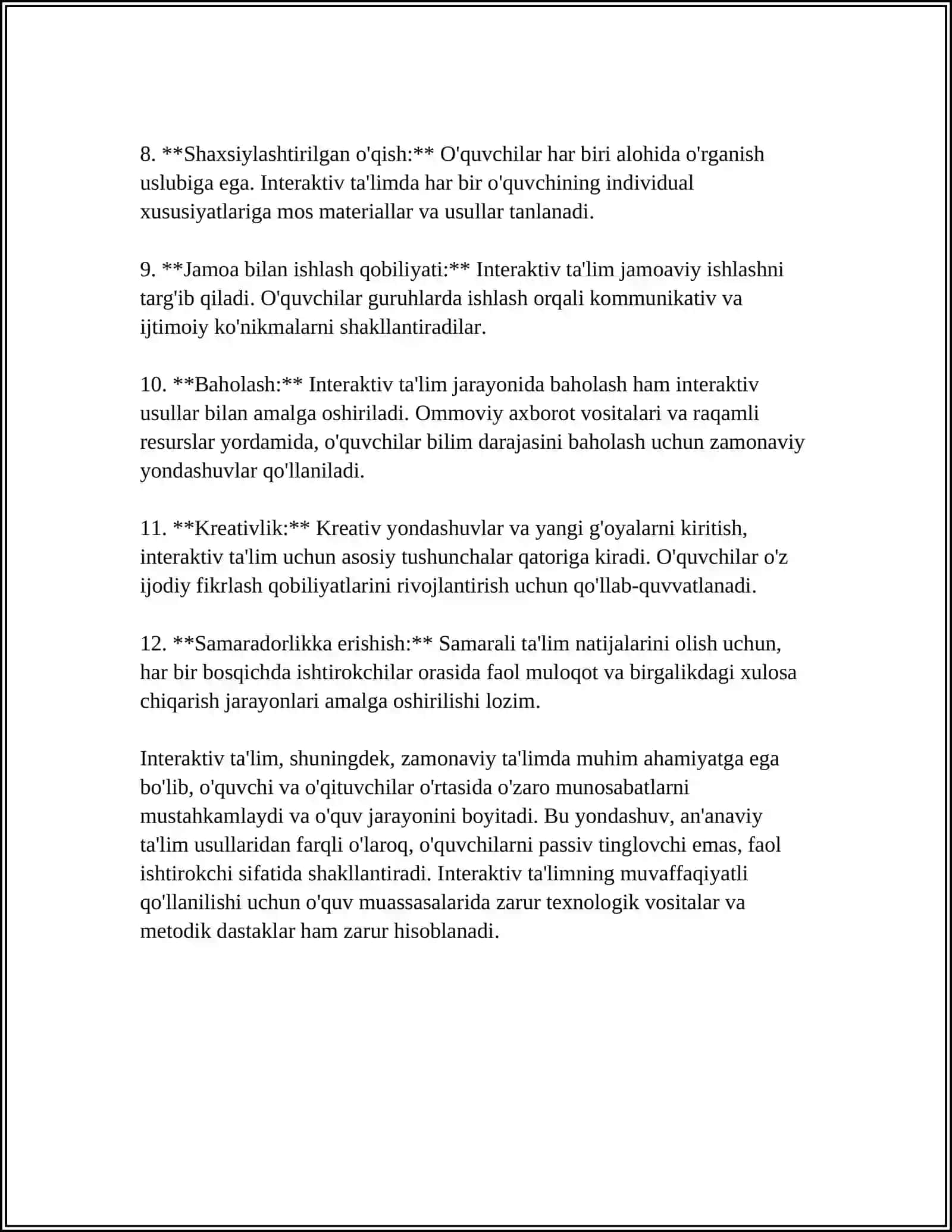 XORIJIY TILNI O'RGATISHDA INTERAKTIV TA'LIM MODELINI QO'LLASHNING MUHIM PRINSIPLAR 4
