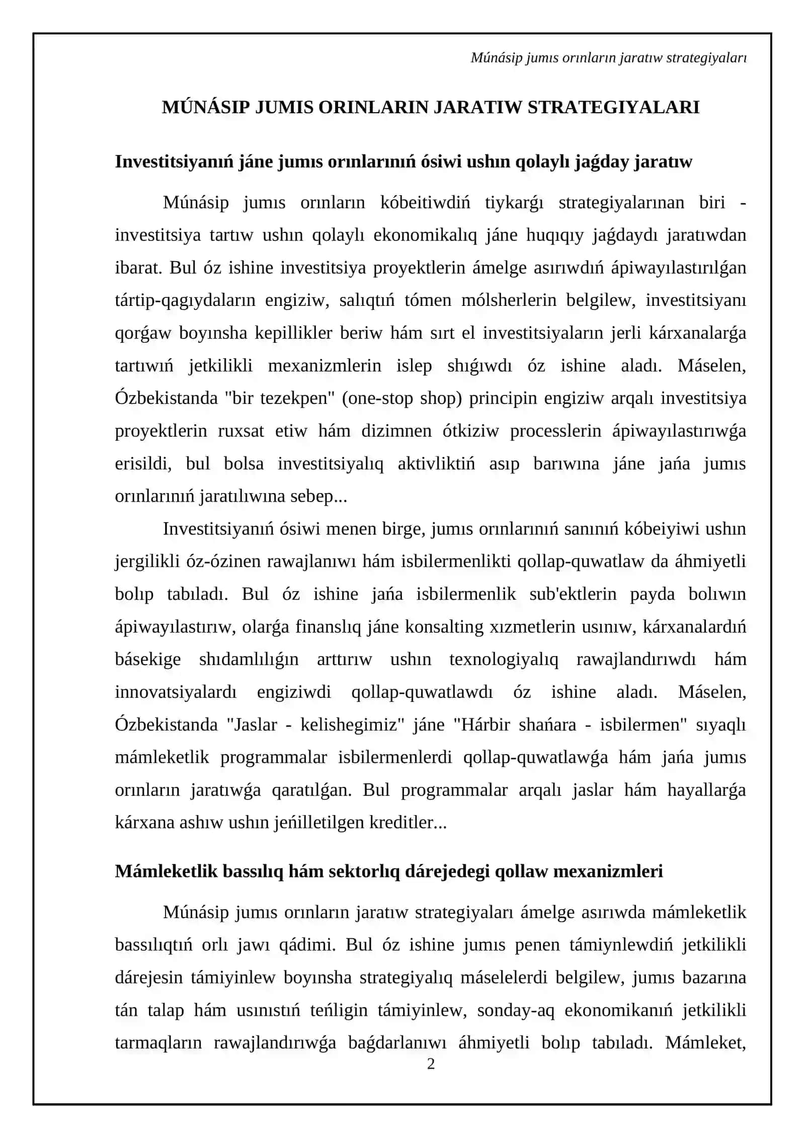 Múnásip jumıs orınların iyelew hám kásiplik rawajlanıw 4
