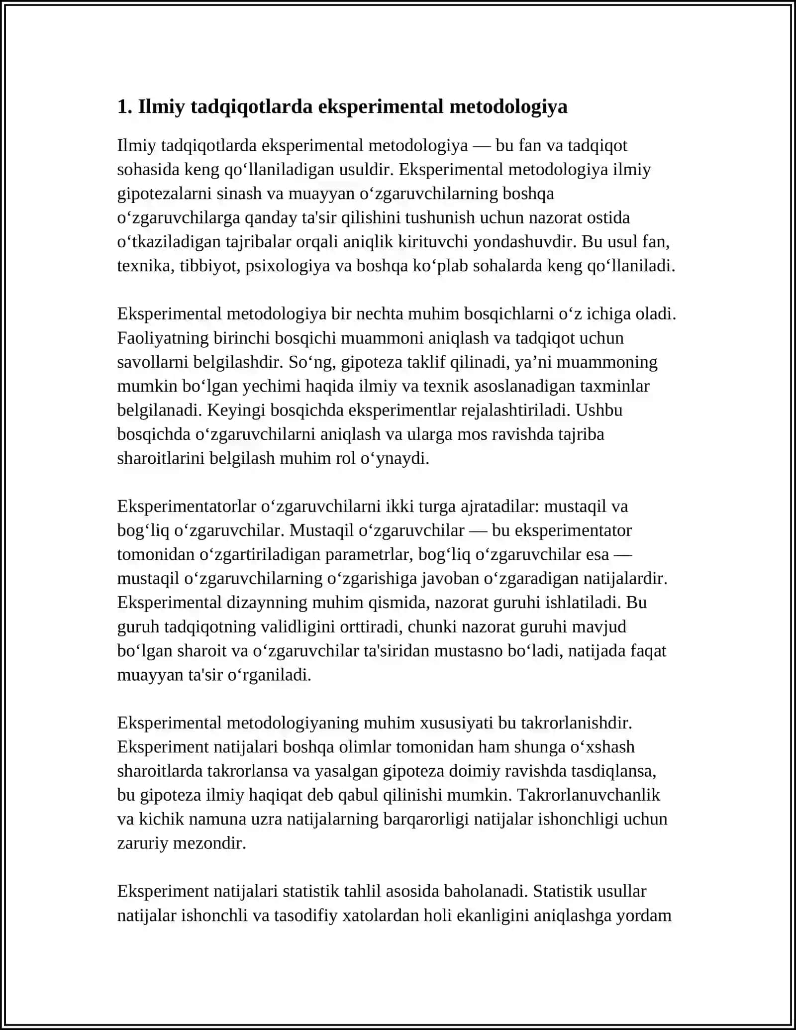SHAXSGA OID EKSPERIMENTAL TADQIQOTLAR METODOLOGIYASI 4